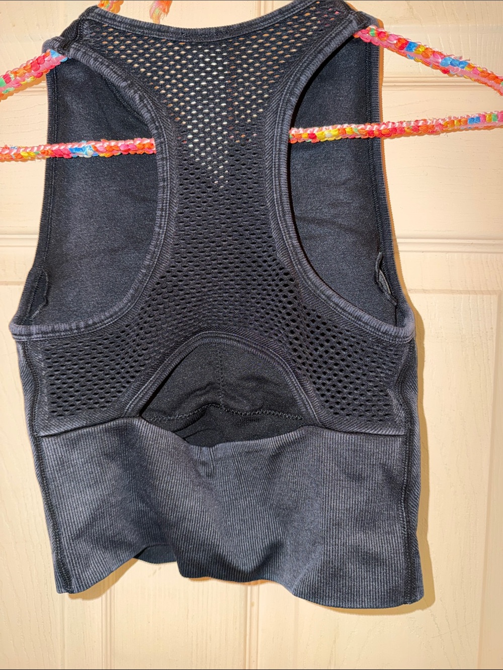 JoyLab Black Ribbed Mesh-Back Tank - Picture 3 of 3